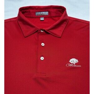 Peter Millar Summer Comfort Red Polo Golf Shirt Mens Large Casual Woodland LOGO